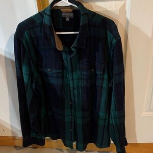 L L  Bean Navy and Teal Plaid Shirt